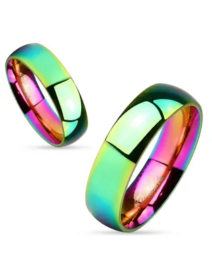 Bague acier dome arc en ciel