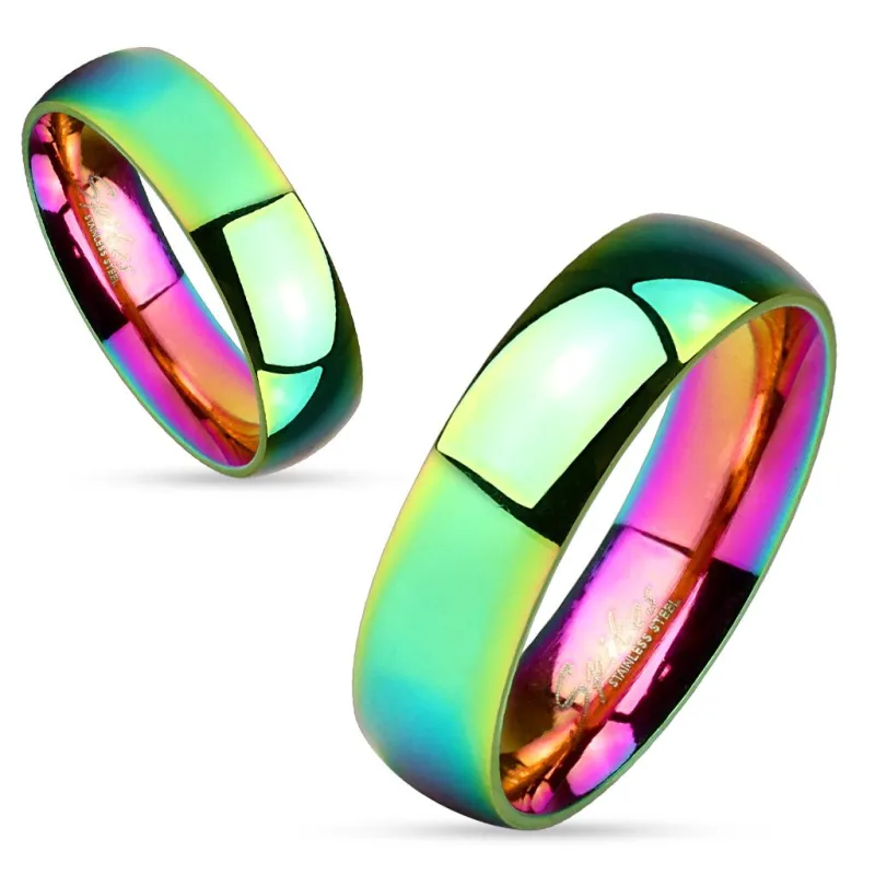 Bague acier dome arc en ciel