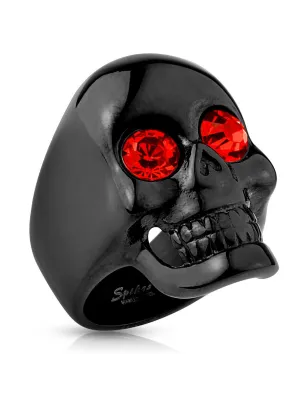 Bague homme acier noir brillant skull