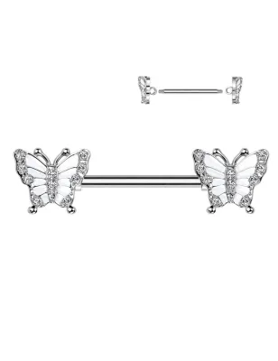 Piercing téton papillons pavés de strass