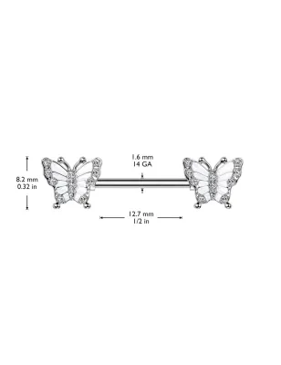 Piercing téton papillons pavés de strass