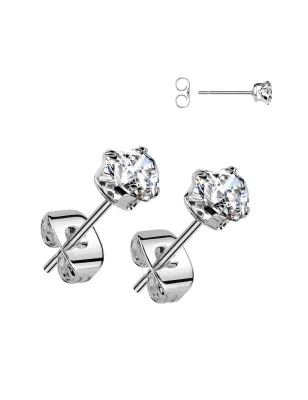 Paire Boucles d'oreille coeur pierre blanche