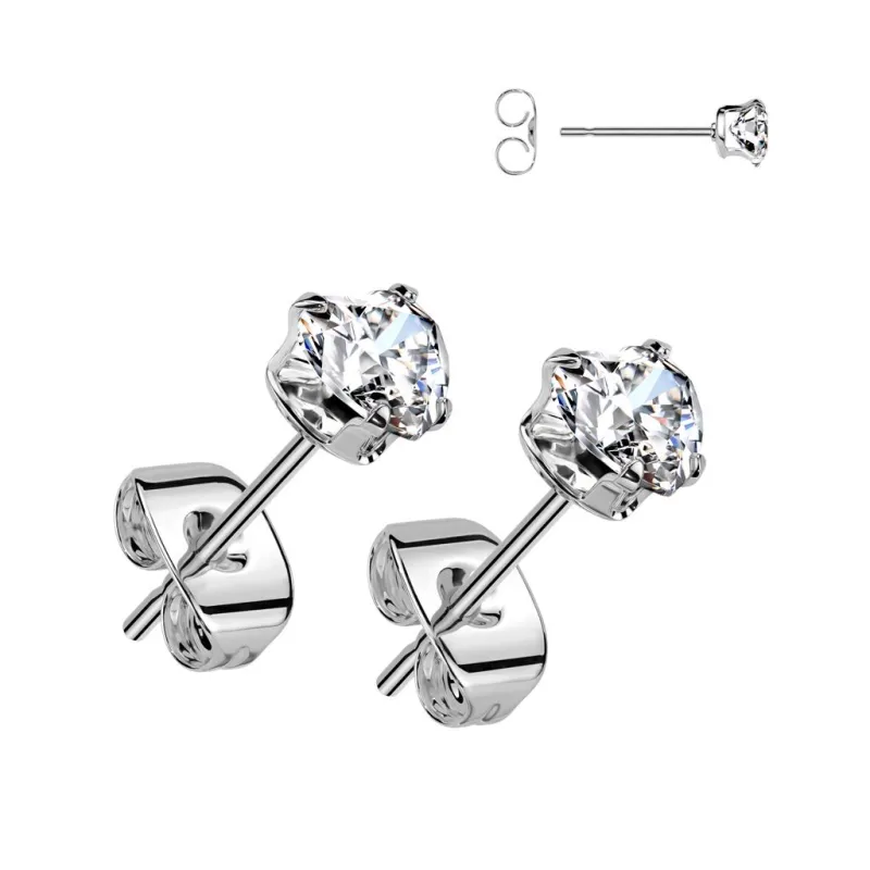 Paire Boucles d'oreille coeur pierre blanche