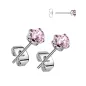 Paire Boucles d'oreille coeur pierre rose