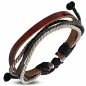 Bracelet homme en cuir marron avec cordon noir sable 014