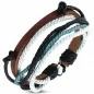 Bracelet homme en cuir marron avec cordon noir bleu 023