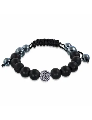 Bracelet shamballa à billes noir hématite148