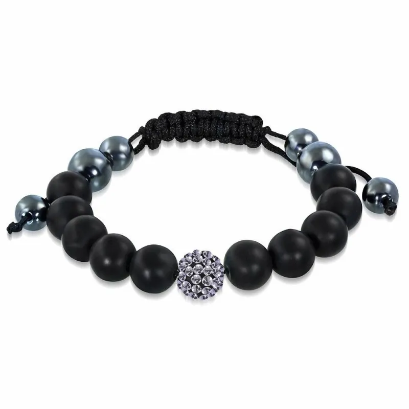 Bracelet shamballa à billes noir hématite148