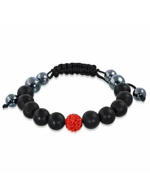 Bracelet shamballa à billes noir cristaux orange 154