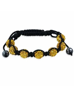 Bracelet shamballa à 7 billes cristaux topaze 163