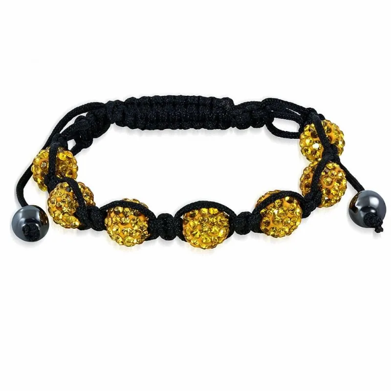 Bracelet shamballa à 7 billes cristaux topaze 163