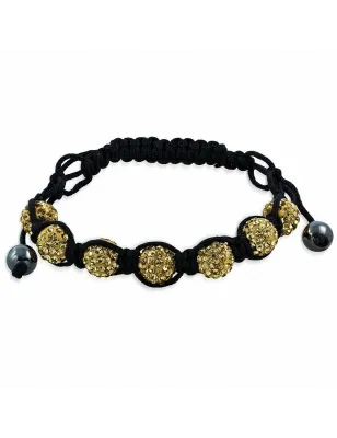 Bracelet shamballa à 7 billes cristaux topaze légère 167