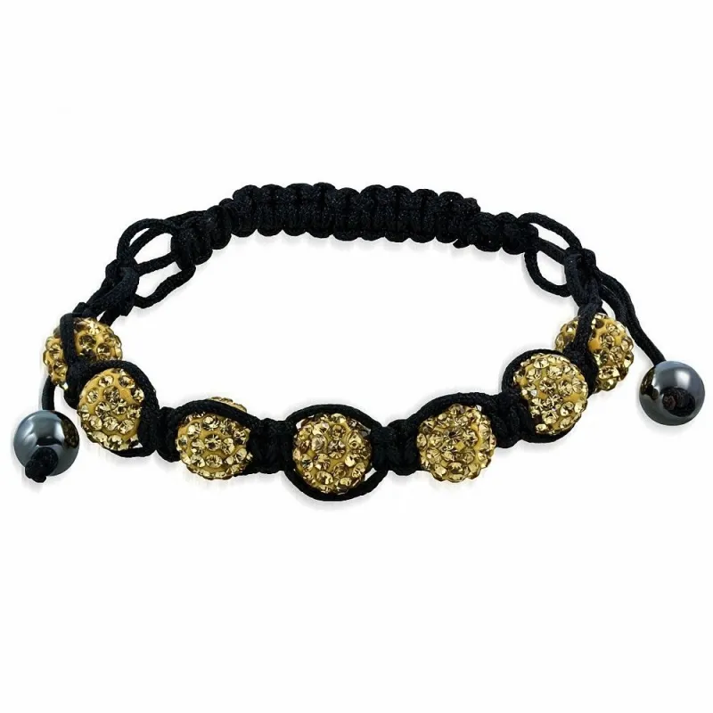 Bracelet shamballa à 7 billes cristaux topaze légère 167