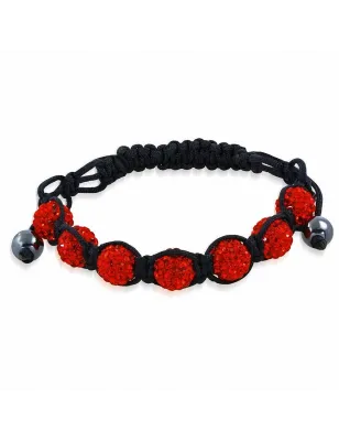 Bracelet shamballa à 7 billes cristaux rouge 169