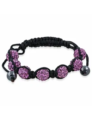 Bracelet shamballa à 7 billes cristaux améthyste 170