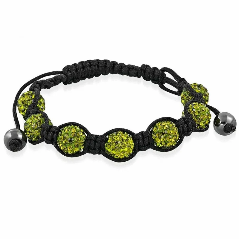 Bracelet shamballa à 7 billes cristaux olivine 171