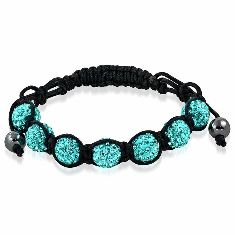 Bracelet shamballa à 7 billes cristaux turquoise 172