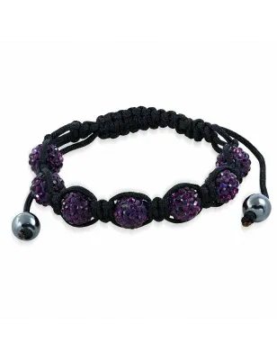 Bracelet shamballa à 7 billes cristaux violet 173