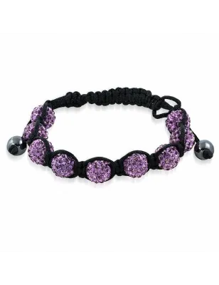 Bracelet shamballa à 7 billes cristaux lavande 175