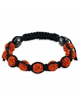 Bracelet shamballa à 9 billes cristaux orange 179