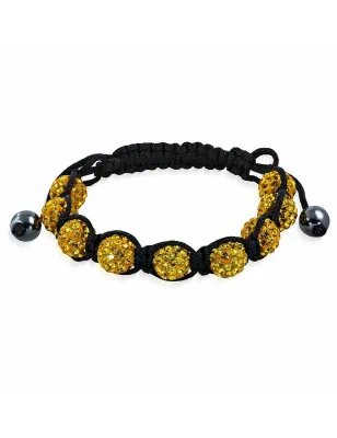 Bracelet shamballa à 9 billes cristaux topaze 181