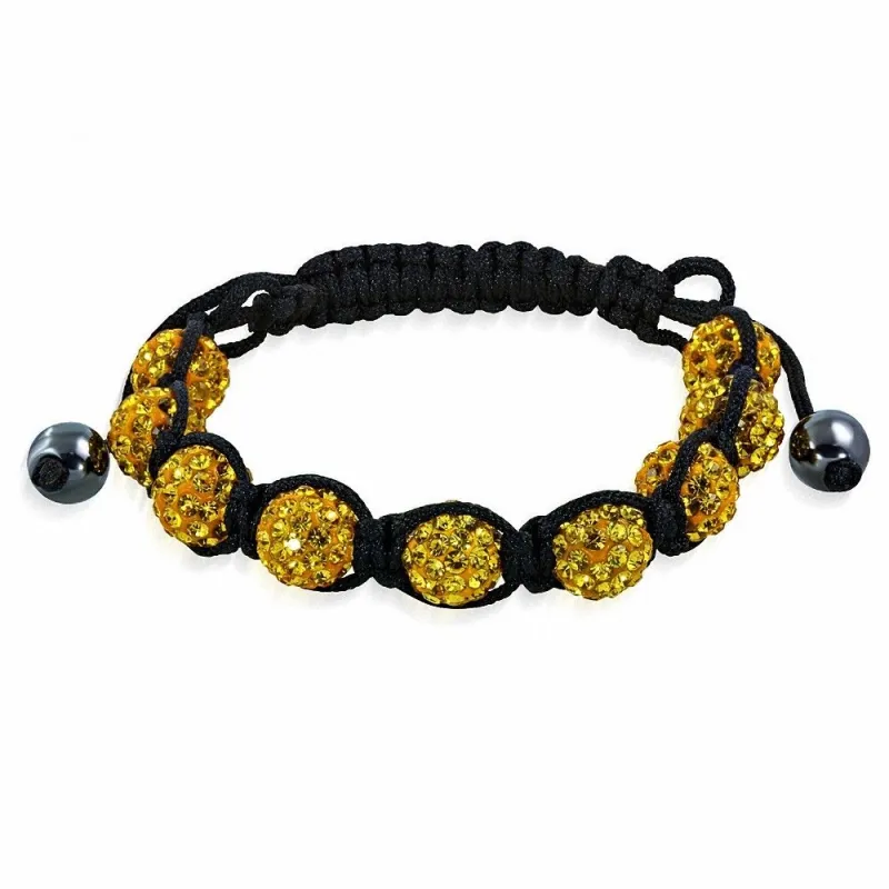 Bracelet shamballa à 9 billes cristaux topaze 181