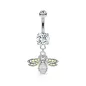 Piercing nombril pendentif abeille pavée de cristaux