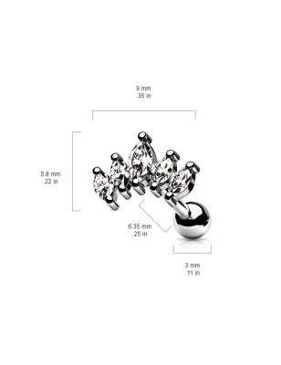 Piercing cartilage hélix incurvé cinq marquise