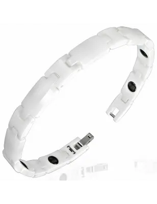 Bracelet magnétique en céramique blanche maillons 007