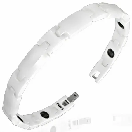 Bracelet magnétique en céramique blanche maillons 007