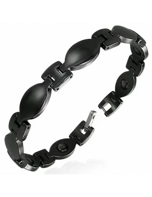 Bracelet magnétique en céramique noire géométrique