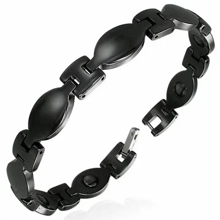 Bracelet magnétique en céramique noire géométrique