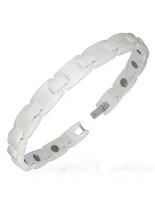 Bracelet magnétique en céramique blanche maillons 056