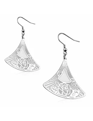 Paire Boucles d'oreille acier inoxydable pendantes triangles roses