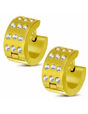 Paire boucles d'oreilles anneaux doré avec strass 7 mm