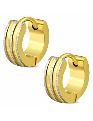 Paire boucles d'oreilles anneaux doré à deux tons 4 mm