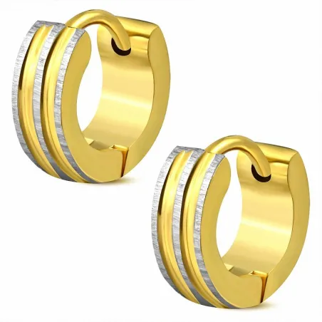 Paire boucles d'oreilles anneaux doré à deux tons 4 mm