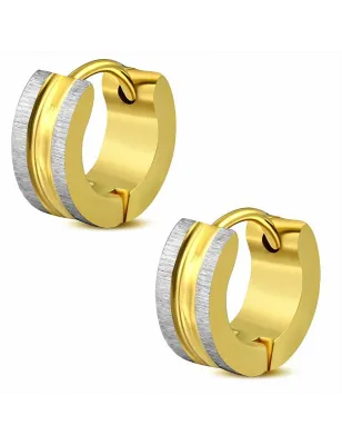 Paire boucles d'oreilles anneaux doré deux tons 4 mm