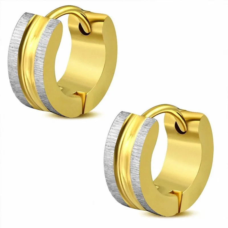 Paire boucles d'oreilles anneaux doré deux tons 4 mm