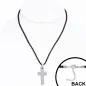 Collier homme similicuir avec pendentif tungstène croix latine