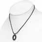 Collier homme caoutchouc avec pendentif ovale céramique noire