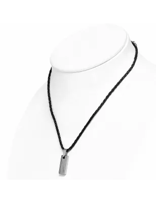 Collier homme similicuir avec pendentif tungstène love forever