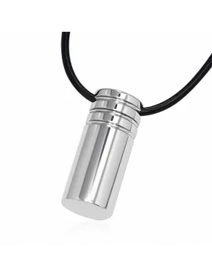 Collier homme caoutchouc avec pendentif tungstène cylindre