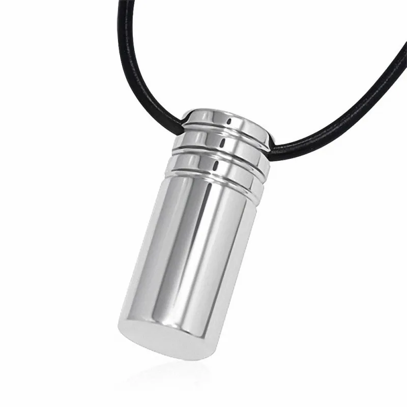 Collier homme caoutchouc avec pendentif tungstène cylindre