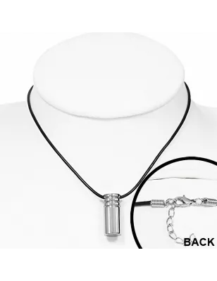 Collier homme caoutchouc avec pendentif tungstène cylindre