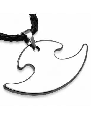 Collier homme similicuir avec pendentif tungstène hache de combat