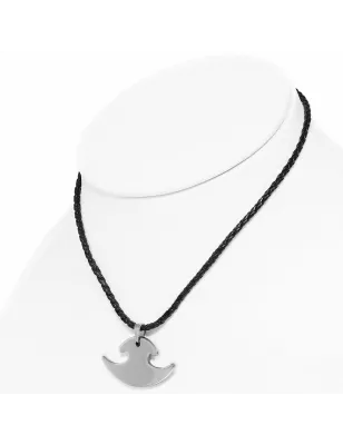 Collier homme similicuir avec pendentif tungstène hache de combat