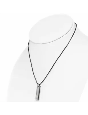 Collier homme caoutchouc avec pendentif tungstène barre arrondie