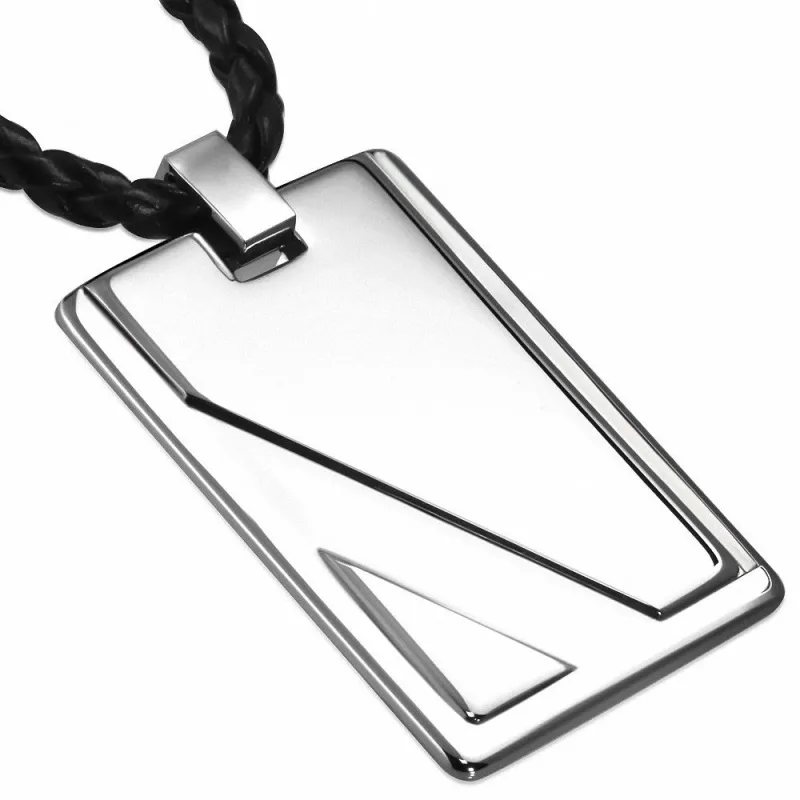 Collier homme similicuir avec pendentif tungstène dog tag