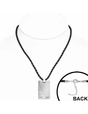 Collier homme caoutchouc avec pendentif tungstène dog tag